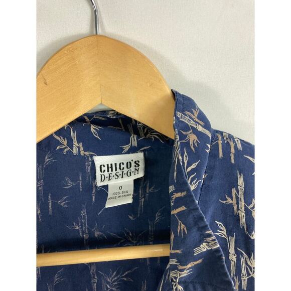 Chicos Silk Bamboo Pant Print Button Up Blouse Size 0 / Small - Picture 4 of 5